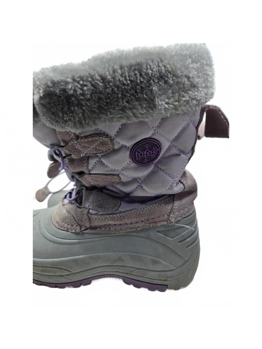 Totes Girls Waterproof Winter Snow Boots Purple Size 3 Youth Faux Fur Trim